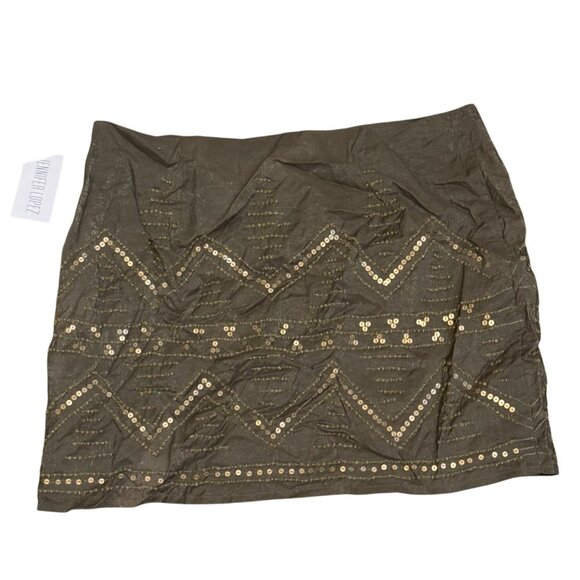 Jennifer Lopez Embellished Mini Skirt Womens Size 8 Sequined Forest Ivy Green - Picture 2 of 6